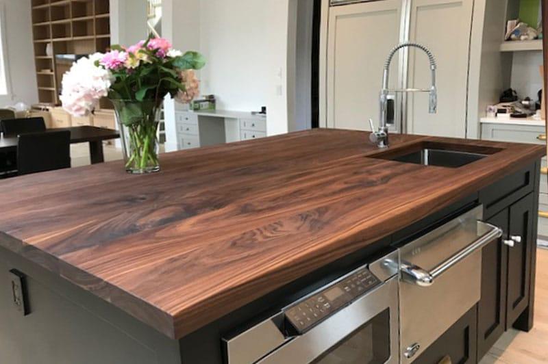 Custom Edge Grain Walnut Butcher Block Countertop | Handmade Wood Kitchen Island (2" Thick)