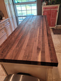 Custom Edge Grain Walnut Butcher Block Countertop | Handmade Wood Kitchen Island (2" Thick)