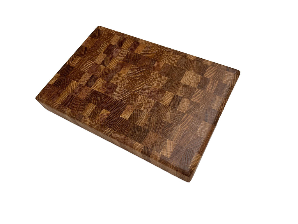 Handcrafted White Oak End Grain Cutting Board with Handles (12x8x1.5)