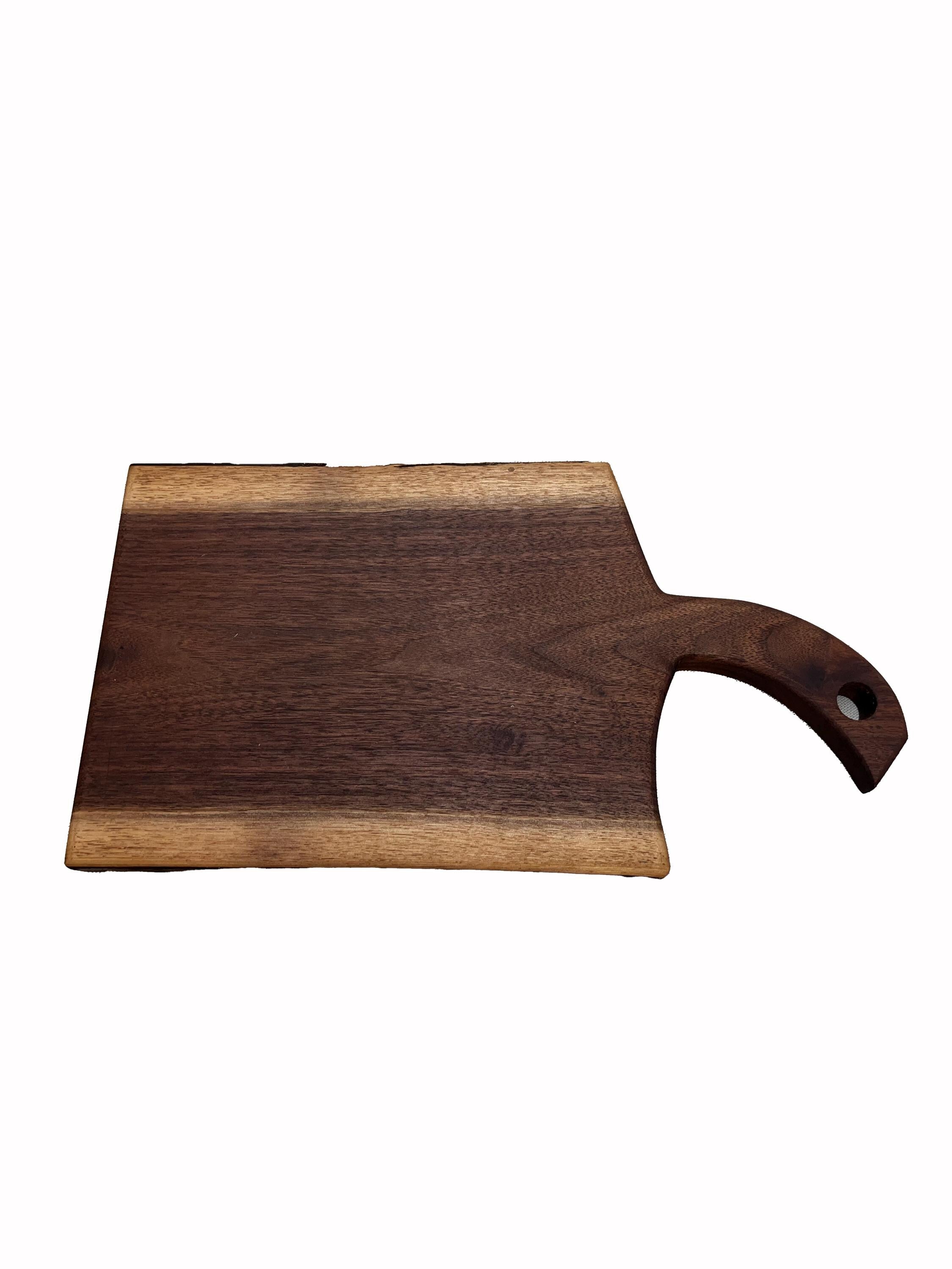 Handcrafted Black Walnut Charcuterie Board: Live Edge Serving Board with Handle