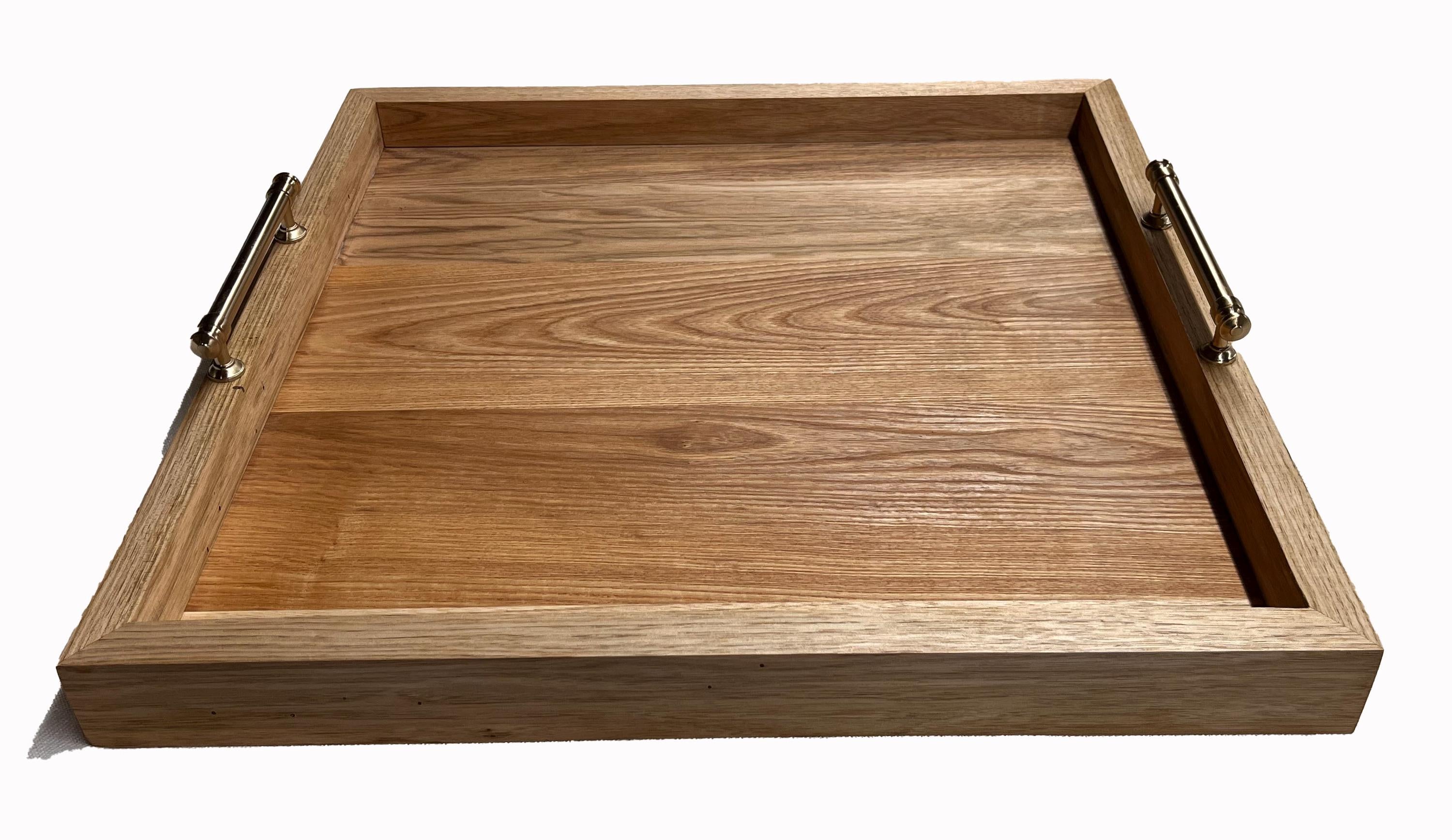 Handcrafted Butternut Wood Ottoman Tray – Nickel-Plated Handles, Home Decor