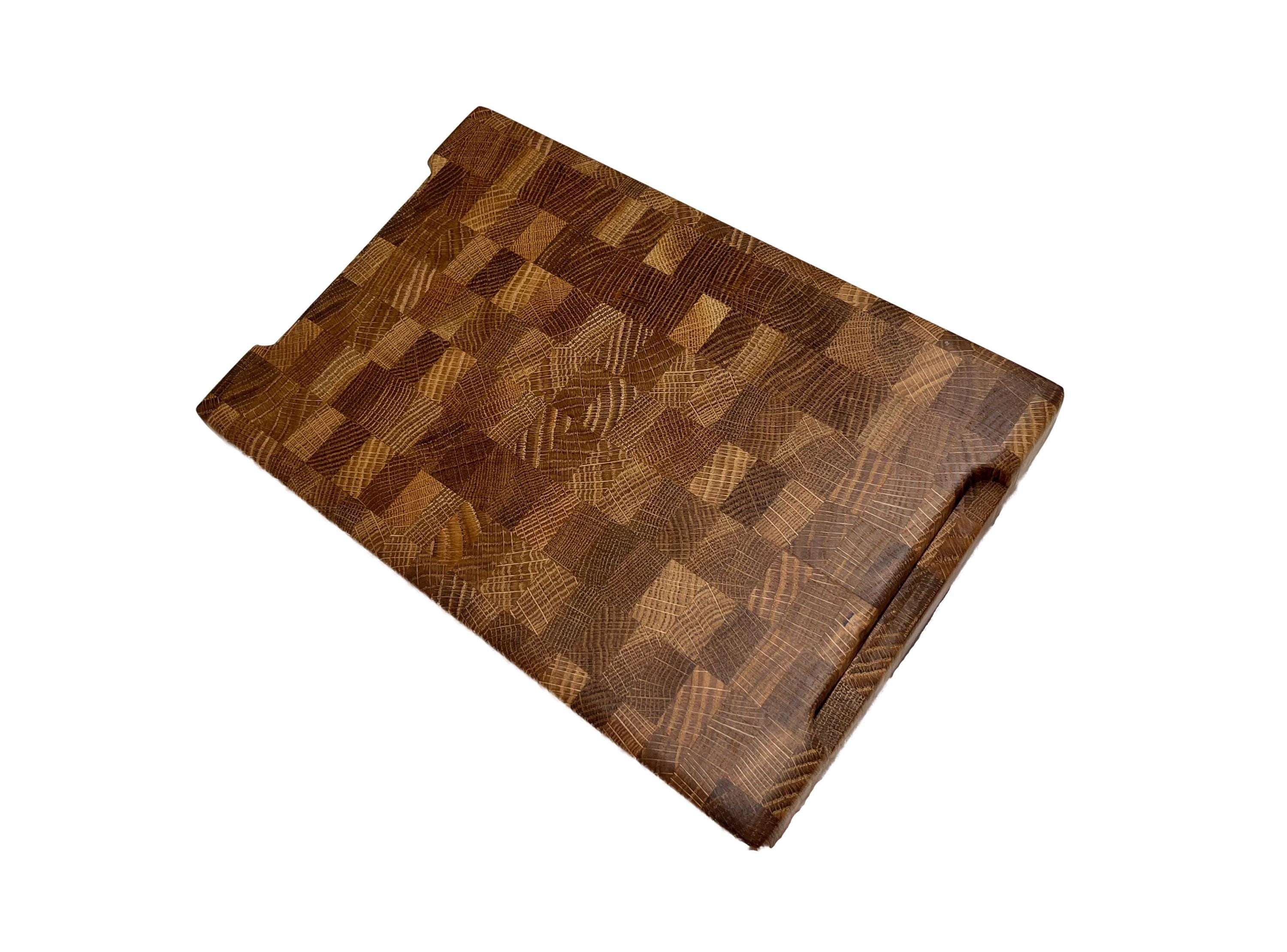 Handcrafted White Oak End Grain Cutting Board with Handles (12x8x1.5)