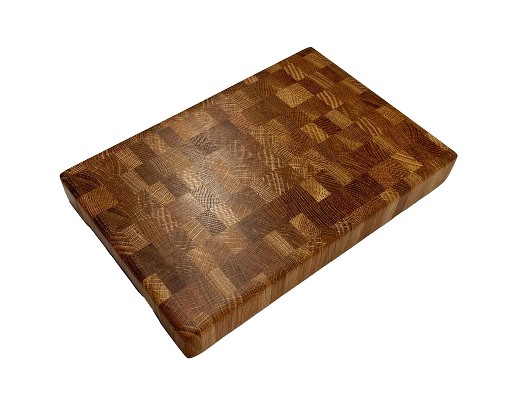Handcrafted White Oak End Grain Cutting Board with Handles (12x8x1.5)