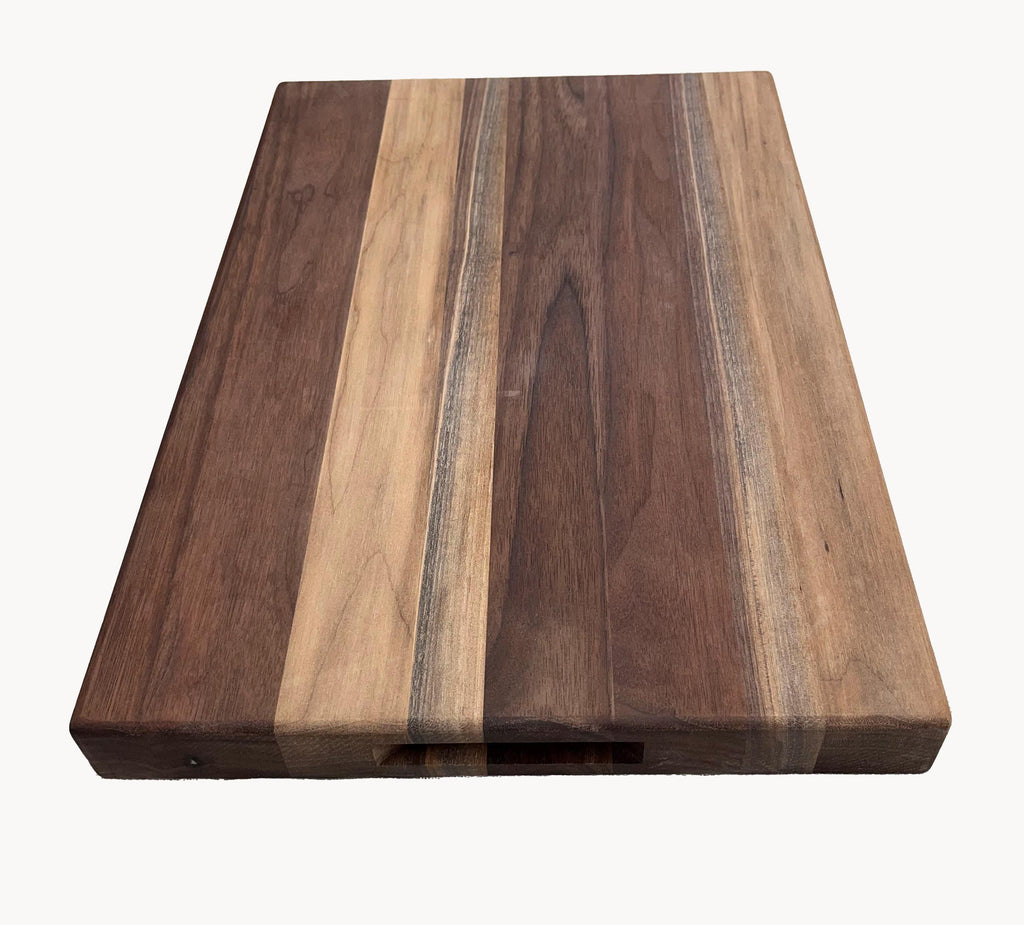 Elegant Walnut Serving & Cutting Board | Face Grain Hardwood Board with Built-In Mitered Handles 12x18x1.5"