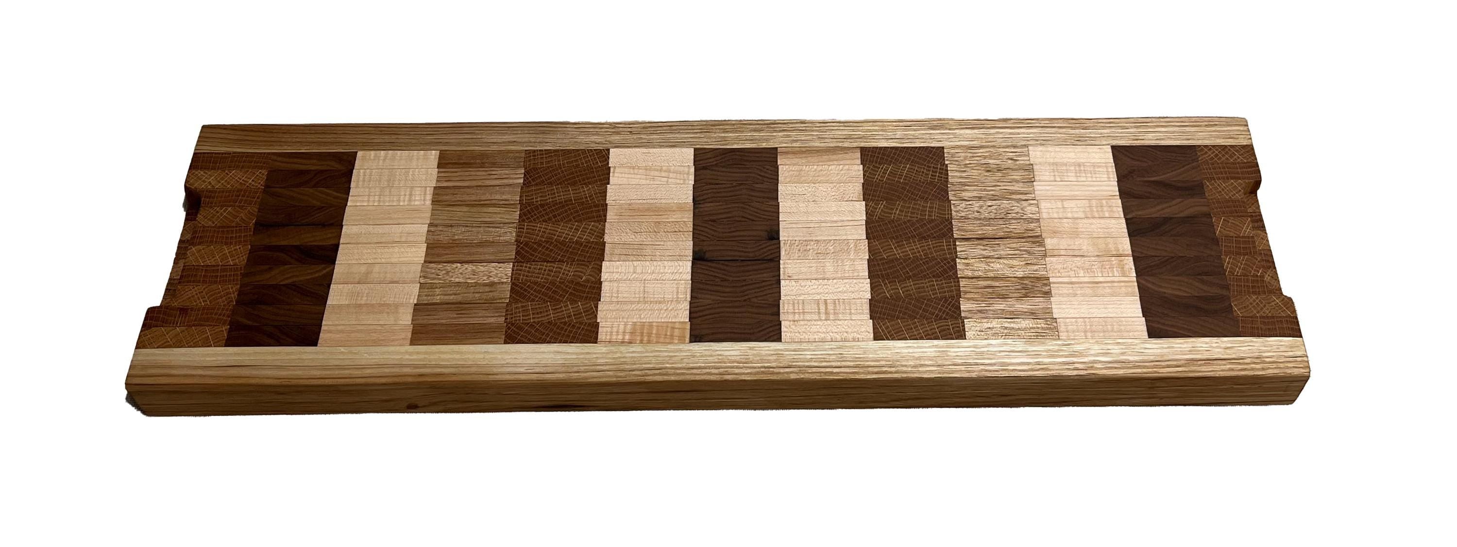 Handcrafted Hardwood Serving Tray, Charcuterie Board with Mitered Handles (7x24)