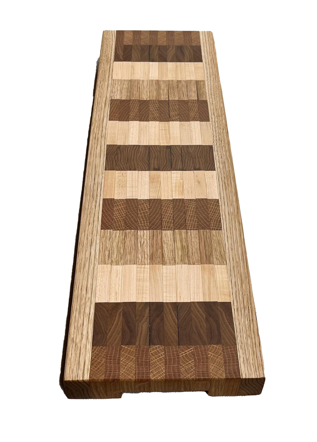 Handcrafted Hardwood Serving Tray, Charcuterie Board with Mitered Handles (7x24)