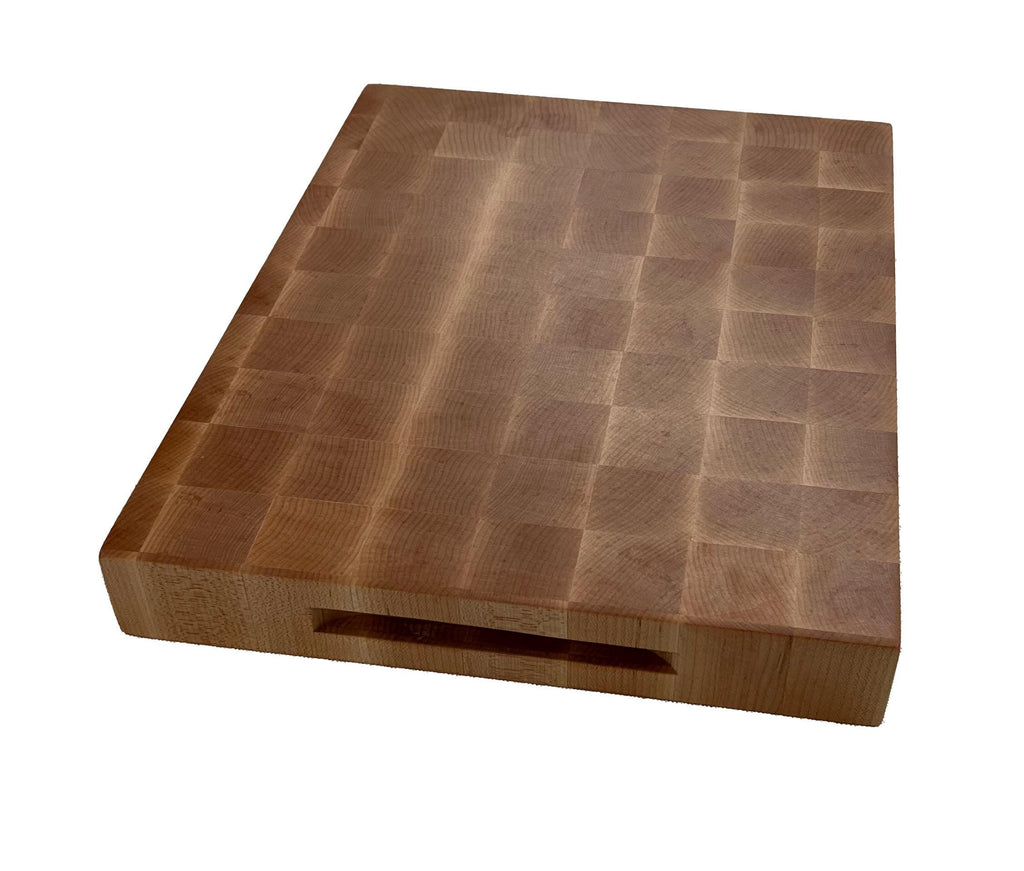 End Grain Maple Chopping Block Handmade Cutting Board Butcher Block with Routed Handles