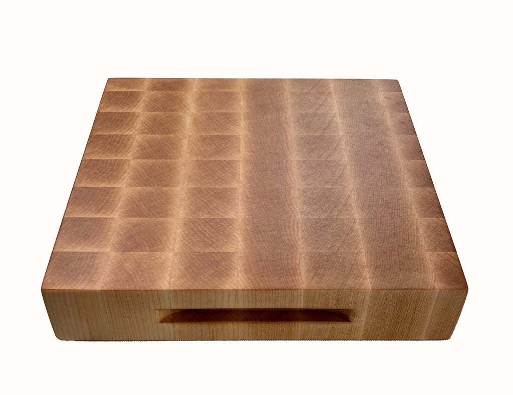 Handmade Maple End Grain Cutting Board – Butcher Block with Mitered Handles