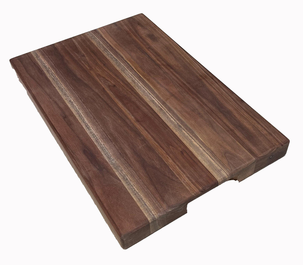 Elegant Walnut Serving & Cutting Board | Face Grain Hardwood Board with Built-In Mitered Handles 12x18x1.5"