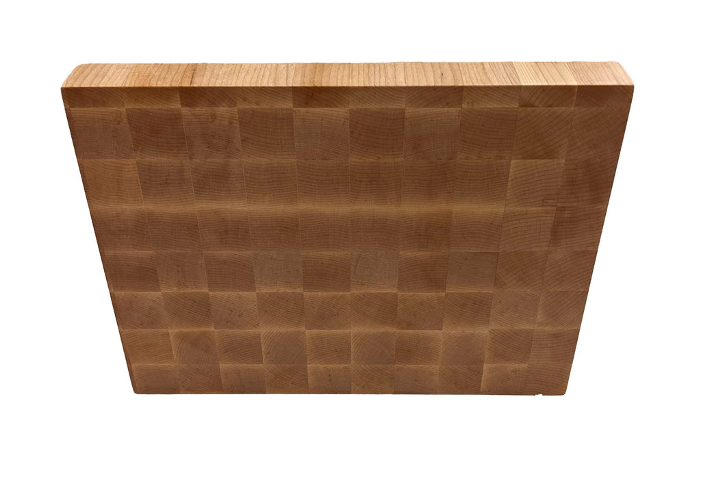 Maple End Grain Cutting Board – 12x18x1.75 – Handmade Butcher Block with Centered Mitered Handles