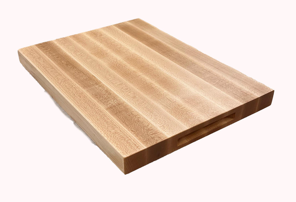 Maple Edge Grain Cutting Board – Handmade Large Baking Board With Routed Handles 15x20