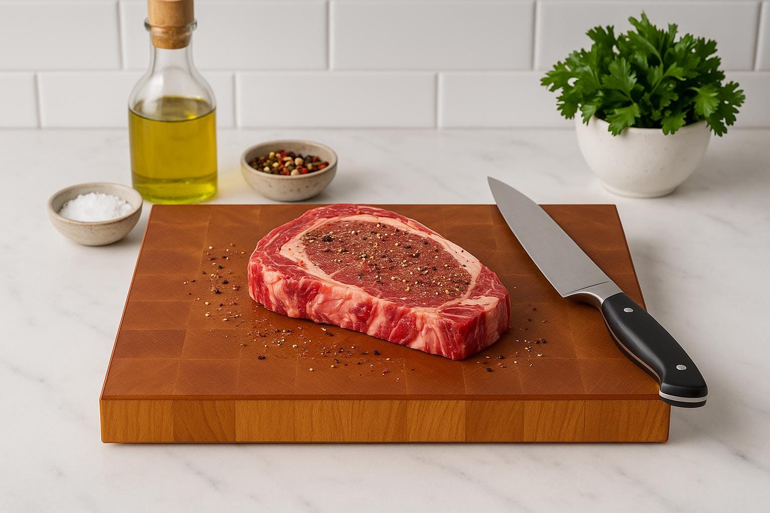 Cherry 12x18x1.75 Chopping Block/ Cutting Board with Mitered Center Handles.