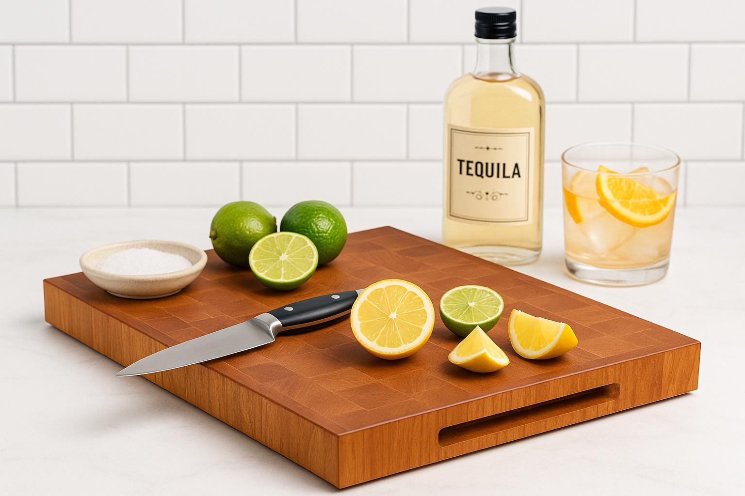 Cherry 12x18x1.75 Chopping Block/ Cutting Board with Mitered Center Handles.