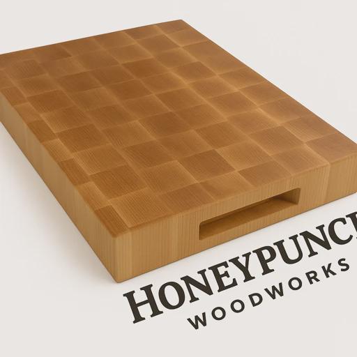 End Grain Maple Chopping Block Handmade Cutting Board Butcher Block with Routed Handles