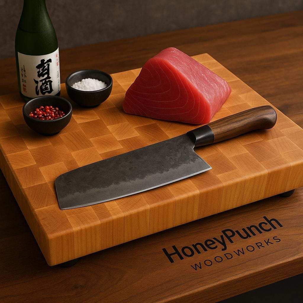 End Grain Maple Chopping Block Handmade Butcher Block Heavy-Duty Cutting Board 15x20x2.25"