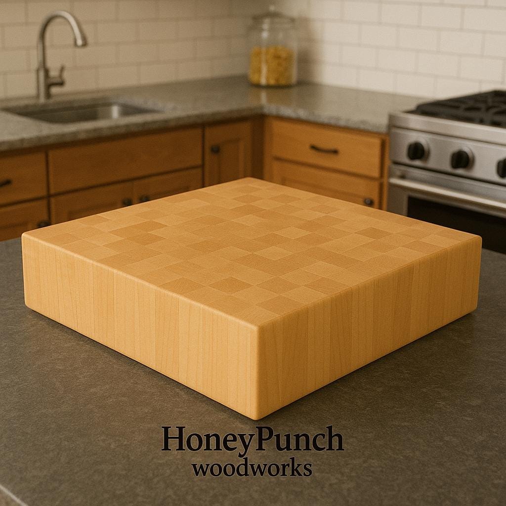 Handmade Maple End Grain Butcher Block, 3" Thick Cutting Board