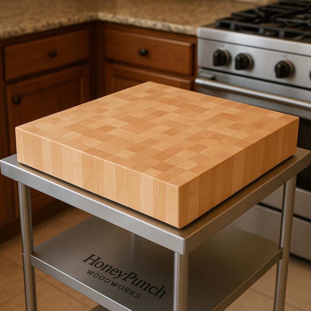 Handmade Maple End Grain Butcher Block, 3" Thick Cutting Board