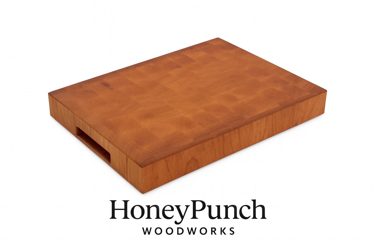 Cherry 12x18x1.75 Chopping Block/ Cutting Board with Mitered Center Handles.