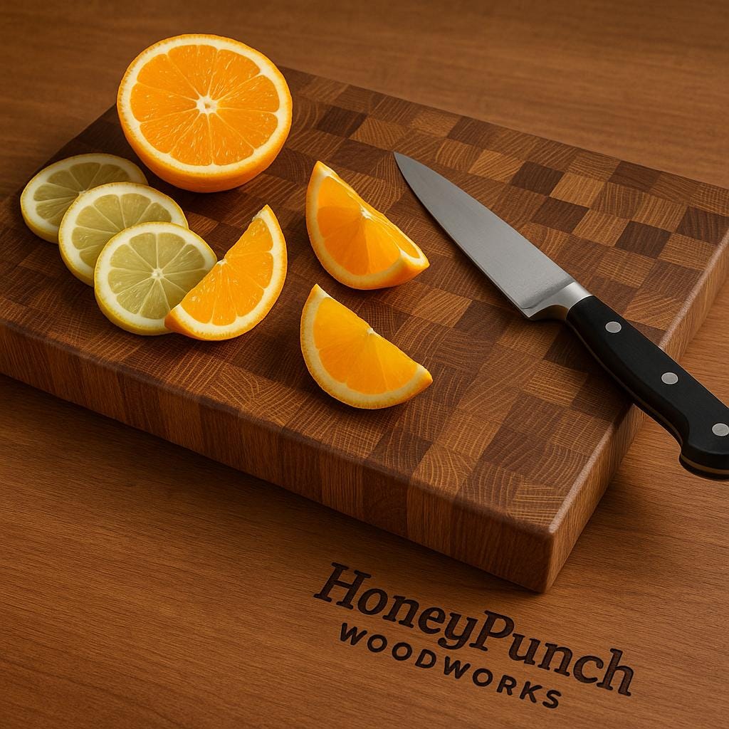 Handcrafted White Oak End Grain Cutting Board with Handles (12x8x1.5)