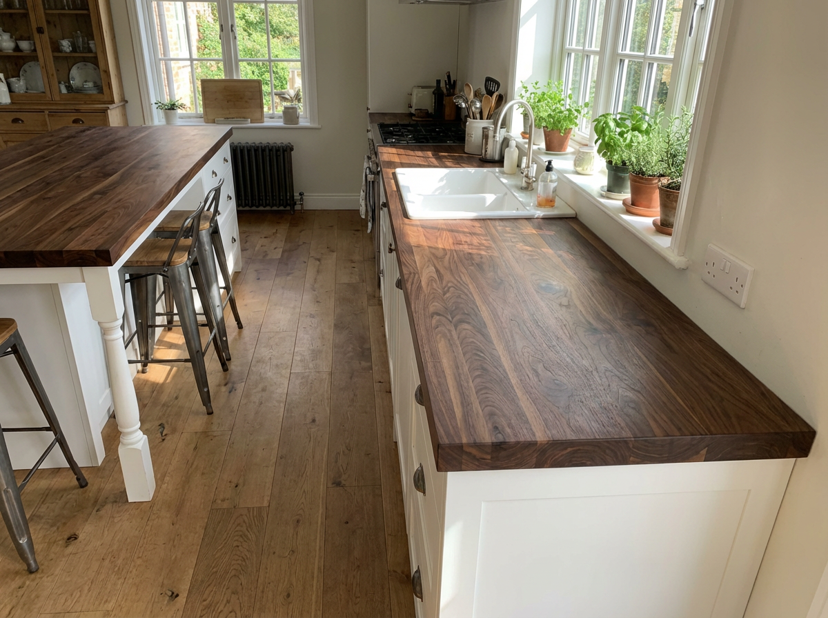 Custom Edge Grain Walnut Butcher Block Countertop | Handmade Wood Kitchen Island (2" Thick)